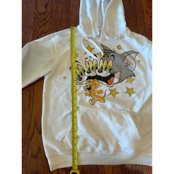 Tom and Jerry White Hoodie Size Large Cotton Polyester Cartoon Graphics Pocket - Picture 7 of 10